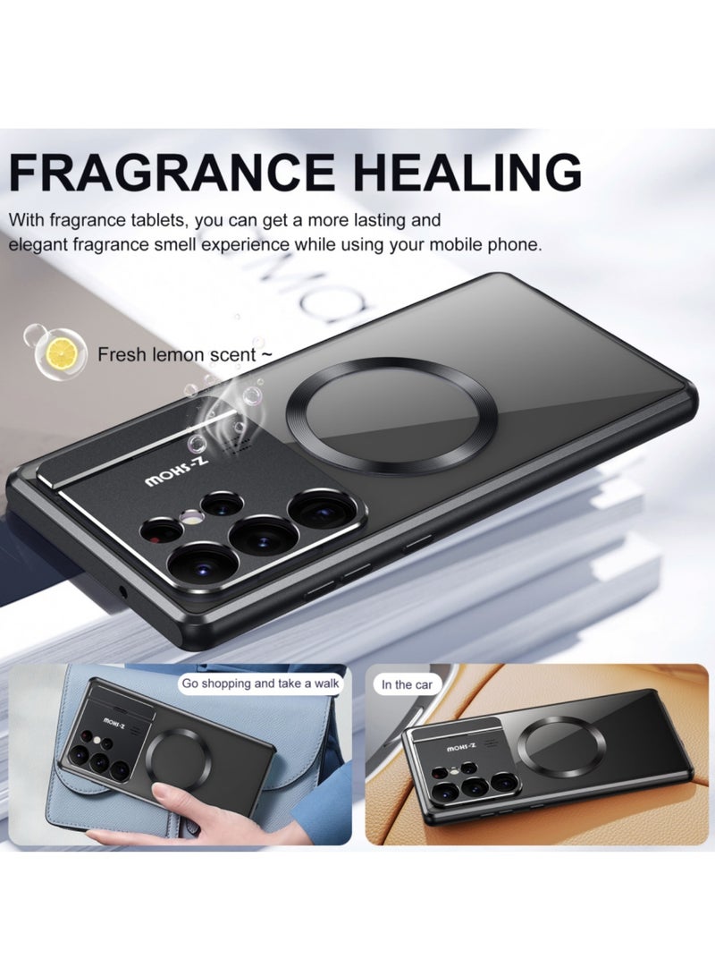 Adando Magnetic Case for Samsung Galaxy S26 Ultra Case, Compatible with MagSafe, Built-In Camera Guard Kickstand and Aromatherapy Tablets, Metal Frame Shockproof Ultra Slim Cover (Black) - Image 3